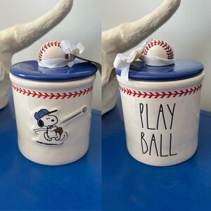 Rae Dunn Peanuts Snoopy Play Ball Baseball Canister Candy Jar